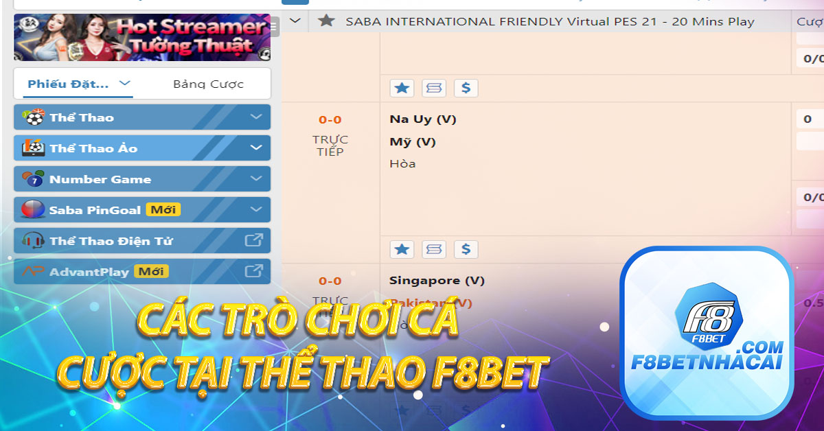 Các trò chơi cá cược tại thể thao F8BET