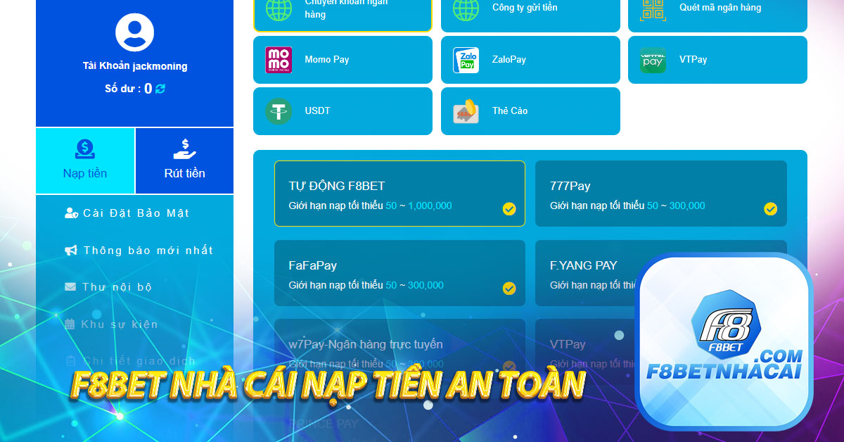 F8BET nhà cái nạp tiền an toàn